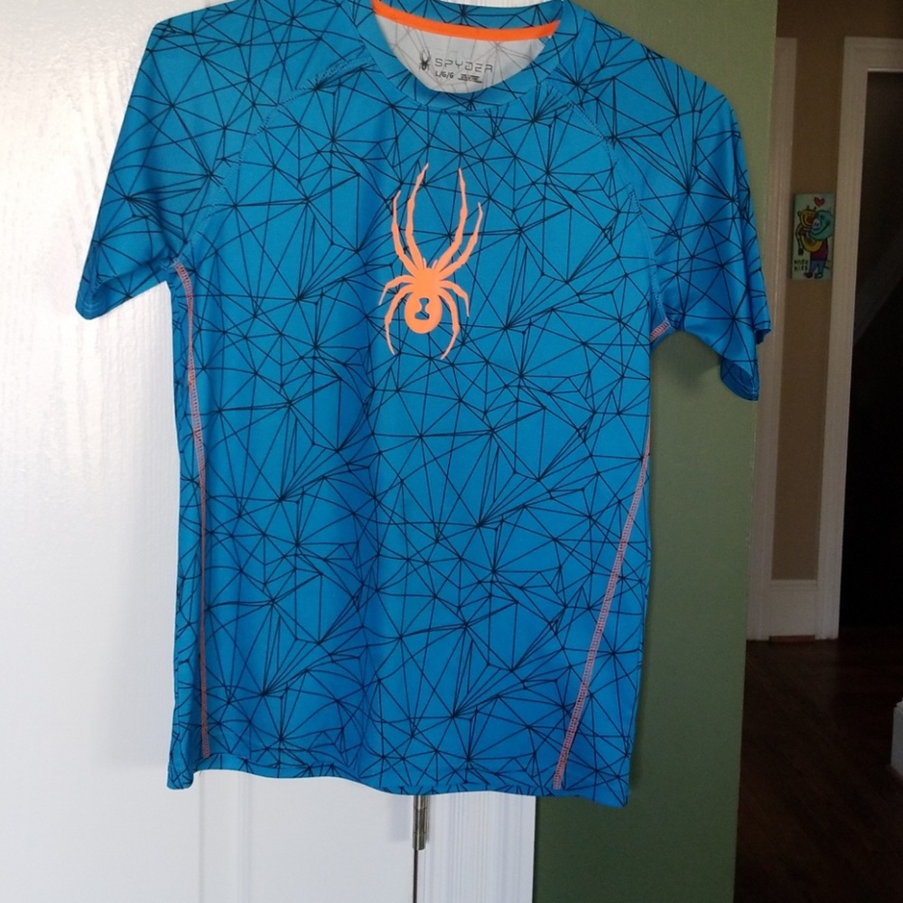 Spyder turquoise and black athetic shirt boys